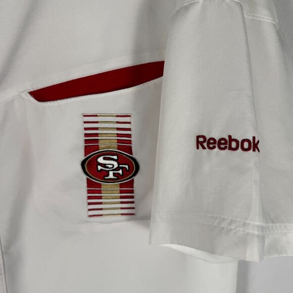 Onfield Reebok NFL San Francisco SF 49ers Snap Front Polyester Camp Shirt Large - Picture 2 of 10